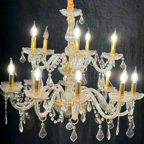 1682-5 Glass Chandelier - Color: Gold