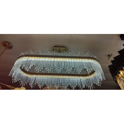 Two Layer Crystal Chandelier - Aluminium Die Cast Material, Gold Finish | LED Lighting, Perfect for Decorative Applications, 110-220 Volt