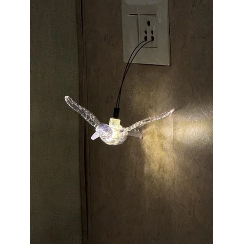 Acrylic Bird Light - Plastic, 5.5 Inches | Warm White Light, White Color, Decorative Accent for Home or Office Ambiance