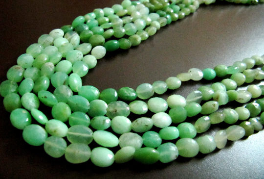 Natural Chrysoprase Oval Shape Faceted 7X9mm Beads Strand 13 inches long