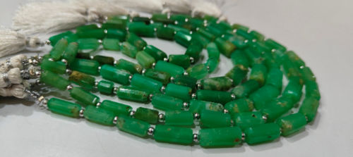 Natural Chrysoprase Tubelight Pipe Shape 22 to 26mm Strand 8 inches Long