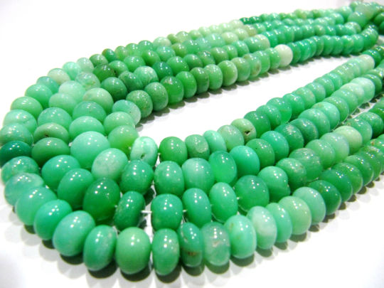 Natural Chrysoprase Plain Rondelle 8-9mm Beads Strand 8 Inches Long