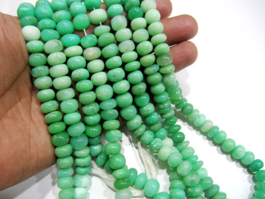 Natural Chrysoprase Plain Rondelle 8-9mm Beads Strand 8 Inches Long