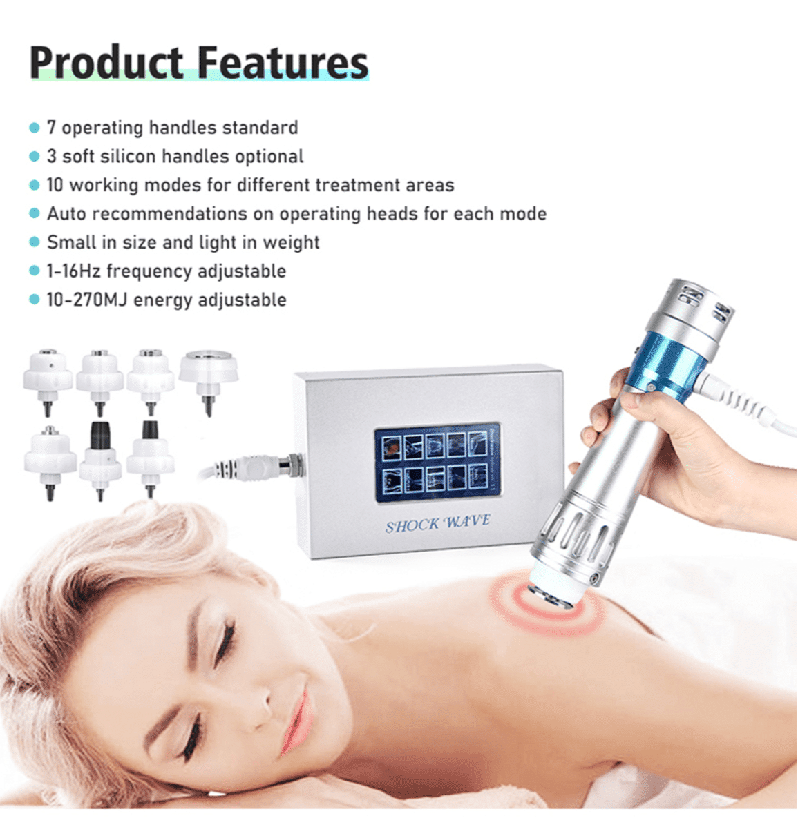 Shockwave Therapy Portable Device Home Use Adjustable Intensity, For Clinical Purpose