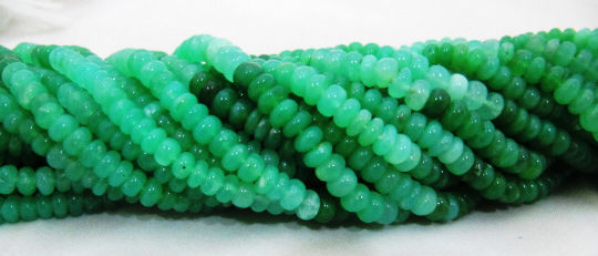 Natural Chrysoprase Shaded Plain Rondelle 6-7mm Beads Strand 8''Long