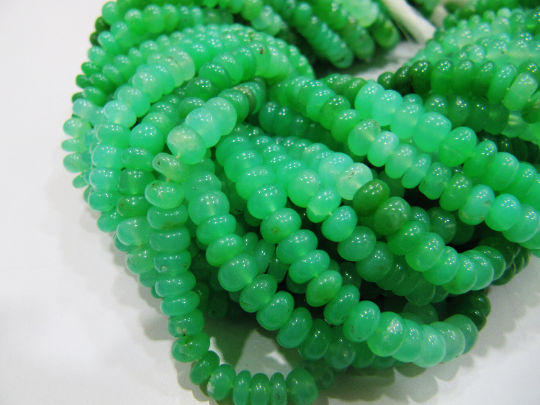 Natural Chrysoprase Shaded Plain Rondelle 6-7mm Beads Strand 8''Long