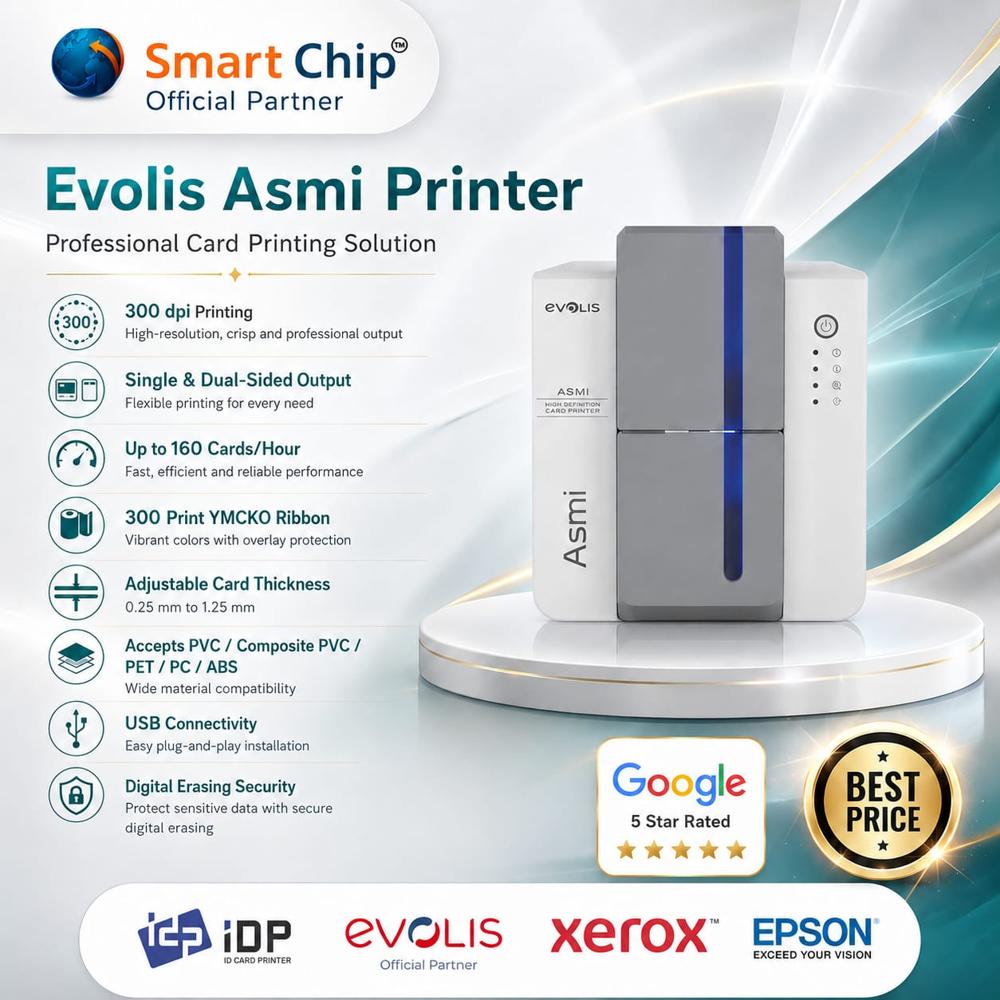 Evolis Asmi Pvc Id Card Printer - Maximum Resolution: 300 X 600 Dpi