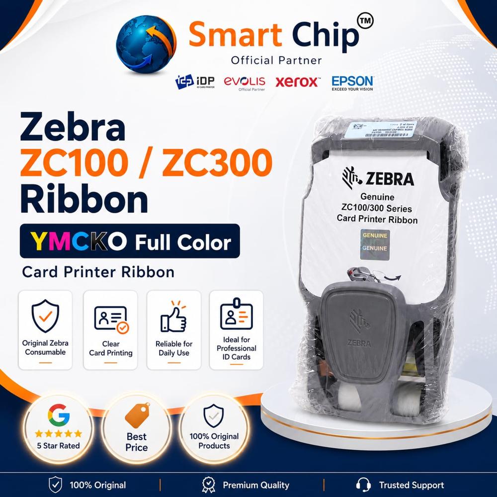 Zebra Zc300 Card Printer Ribbon - Capacity: Up To 200 Or 300 Prints