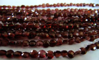 Natural Mozambique Garnet Faceted Coin Shape 4.5mm Strand 8 Inch Long