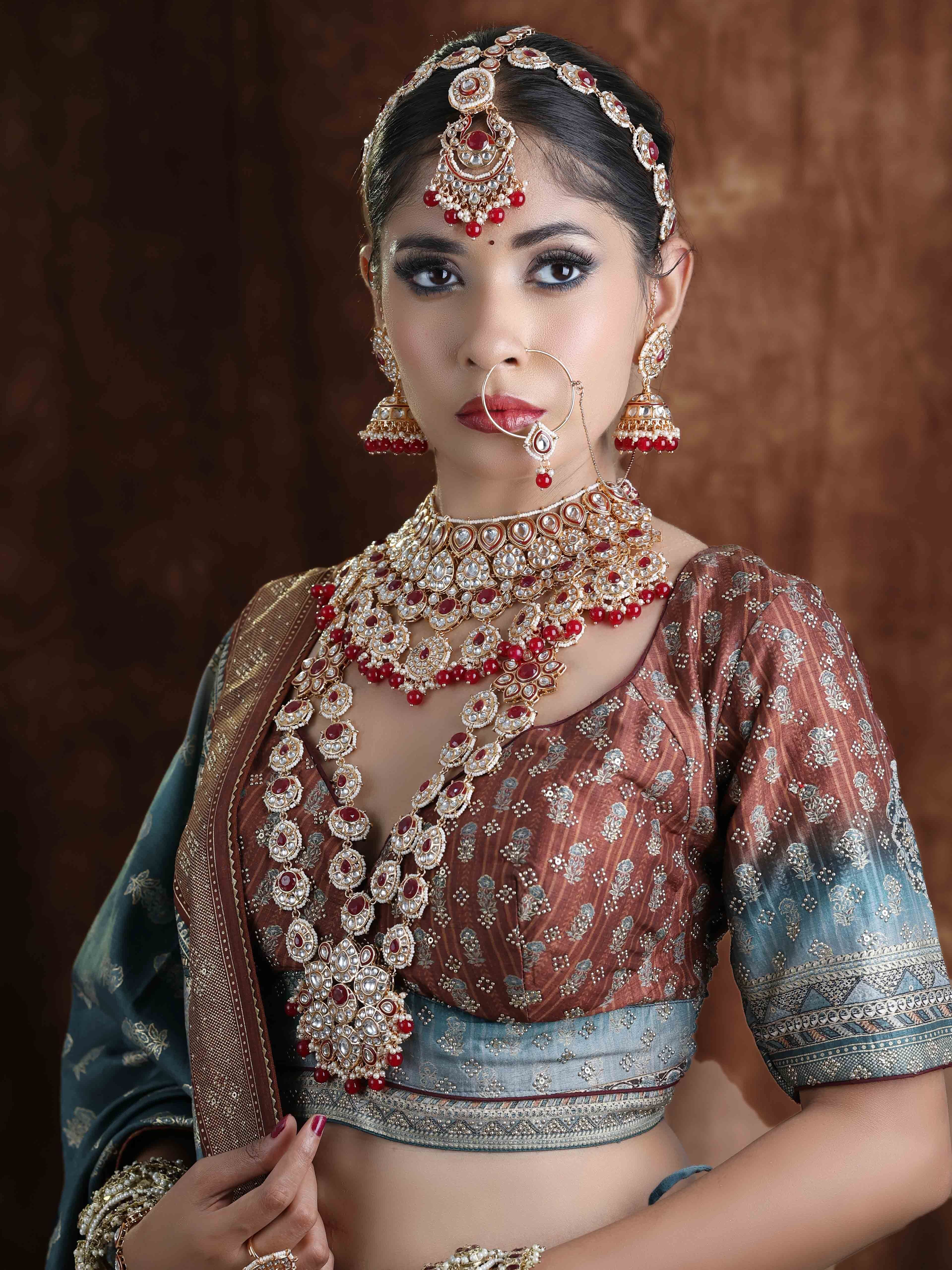 Dazzling Dulhan Choker Ensemble Full Bridal Set For Women & Girls.