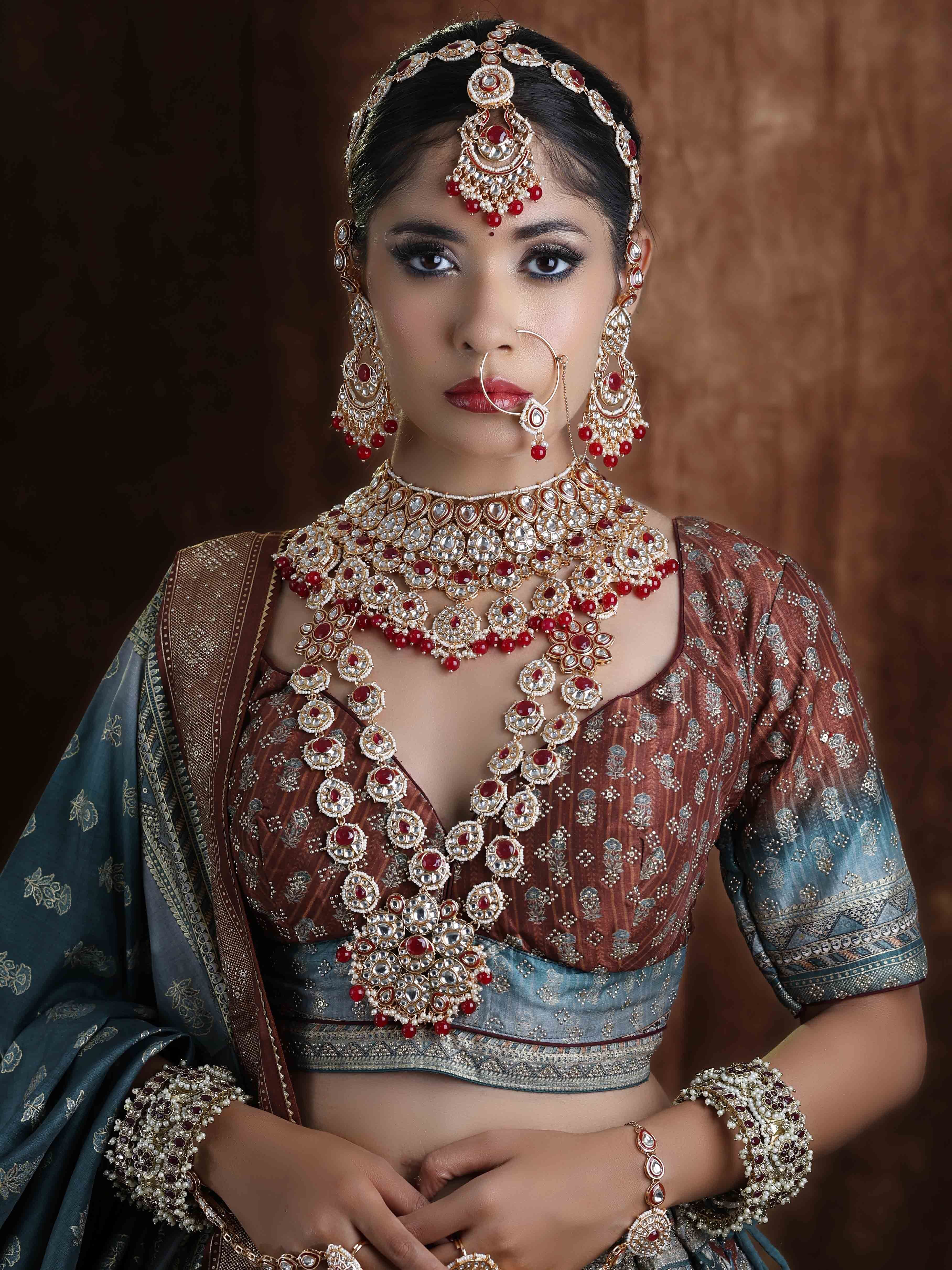 Dazzling Dulhan Choker Ensemble Full Bridal Set For Women & Girls.