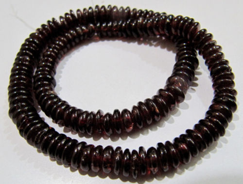 Natural Garnet German Cut Plain Rondelle 5-7mm Strand 8 inch Long