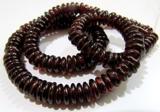 Natural Garnet German Cut Plain Rondelle 5-7mm Strand 8 inch Long