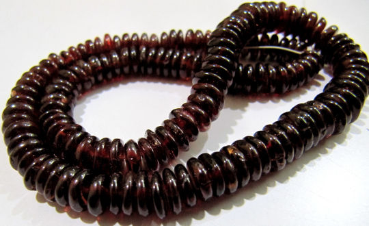 Natural Garnet German Cut Plain Rondelle 5-7mm Strand 8 inch Long