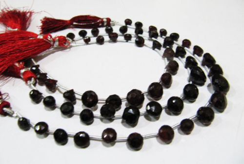 Natural Mozambique Garnet Onion Shape Faceted 5 To 8mm Strand 8 inch long