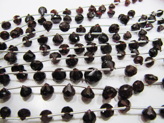 Natural Mozambique Garnet Onion Shape Faceted 5 To 8mm Strand 8 inch long