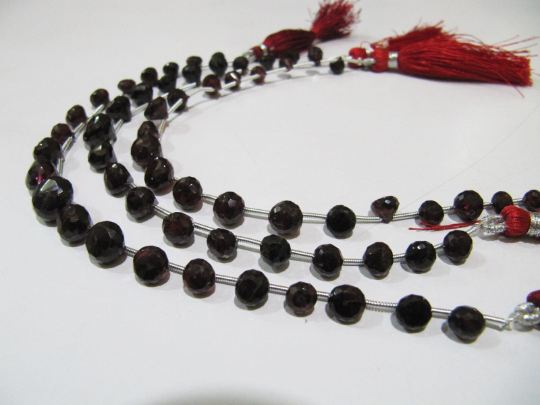 Natural Mozambique Garnet Onion Shape Faceted 5 To 8mm Strand 8 inch long