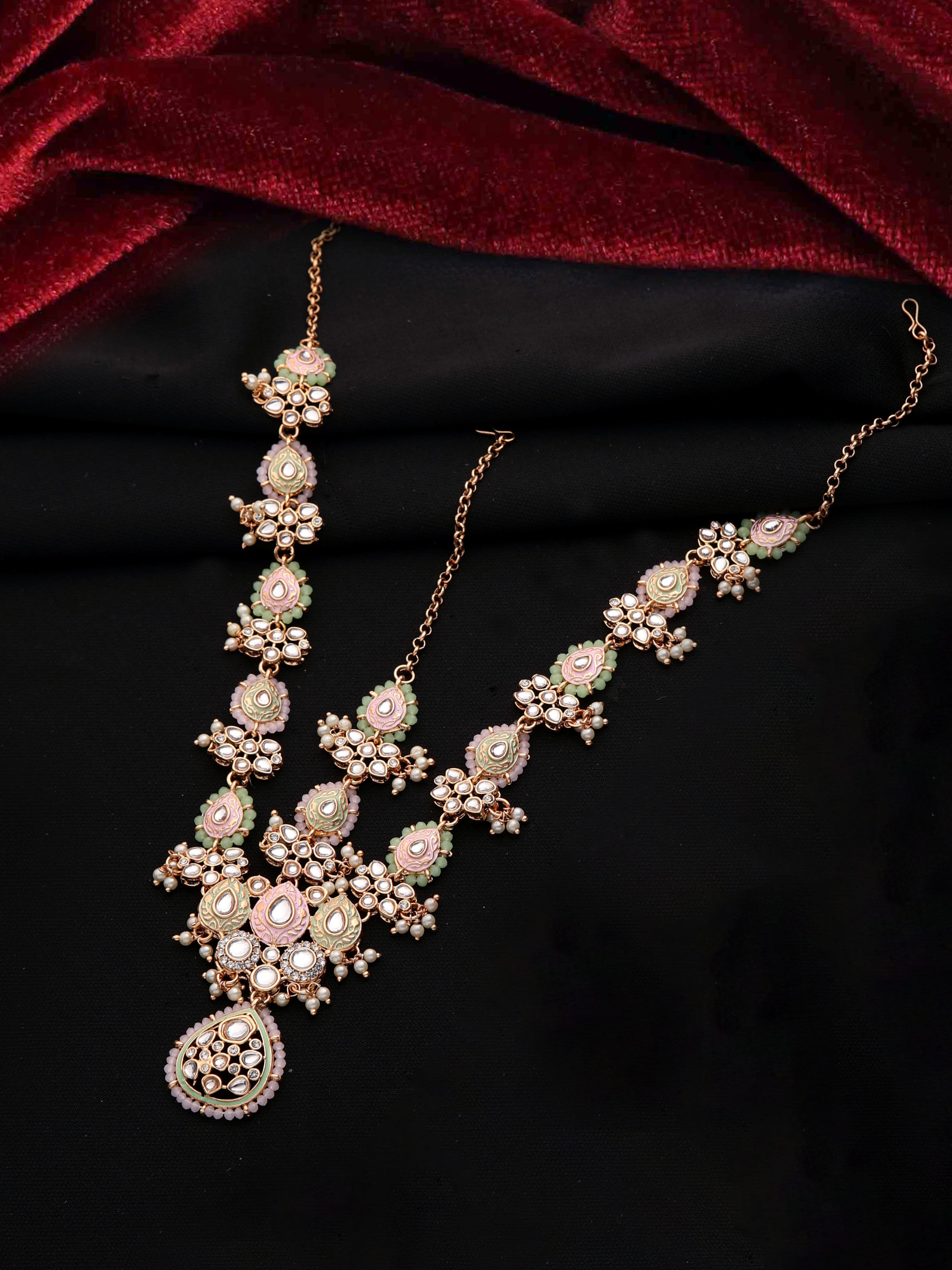 Petal Perfection Kundan Gold plated Wedding Look Dulhan bridal Set.