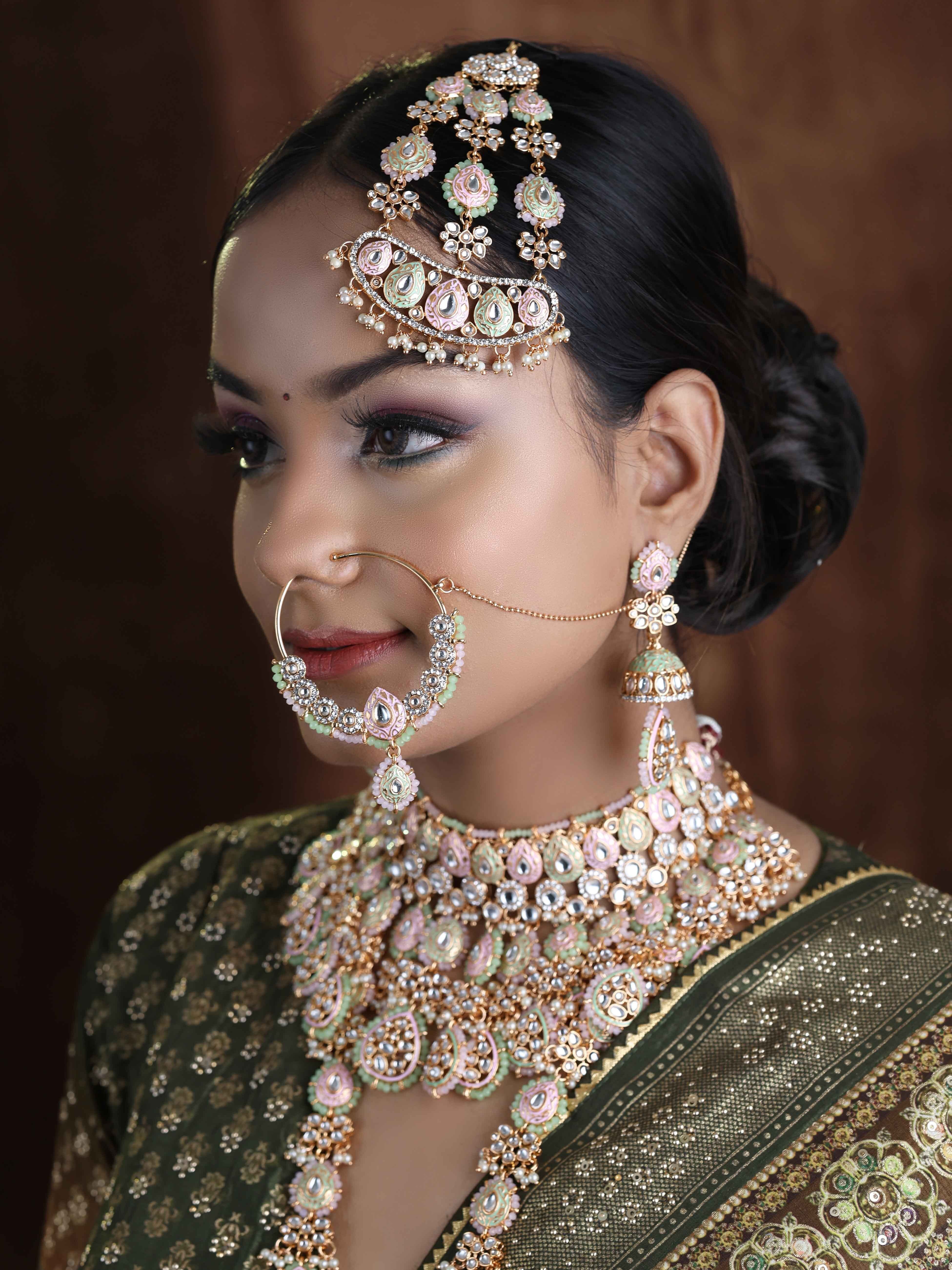 Petal Perfection Kundan Gold plated Wedding Look Dulhan bridal Set.