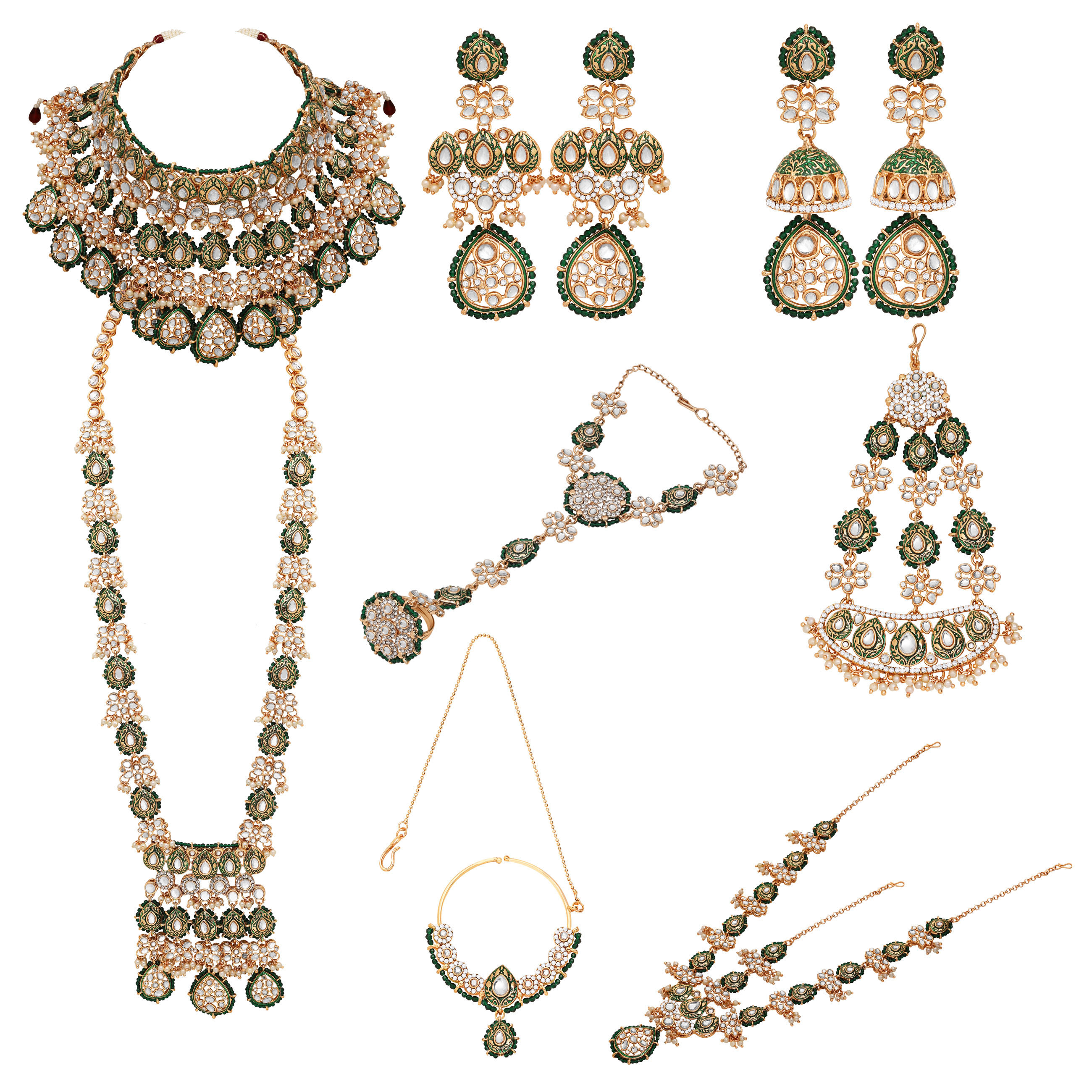 Petal Perfection Kundan Gold plated Wedding Look Dulhan bridal Set.