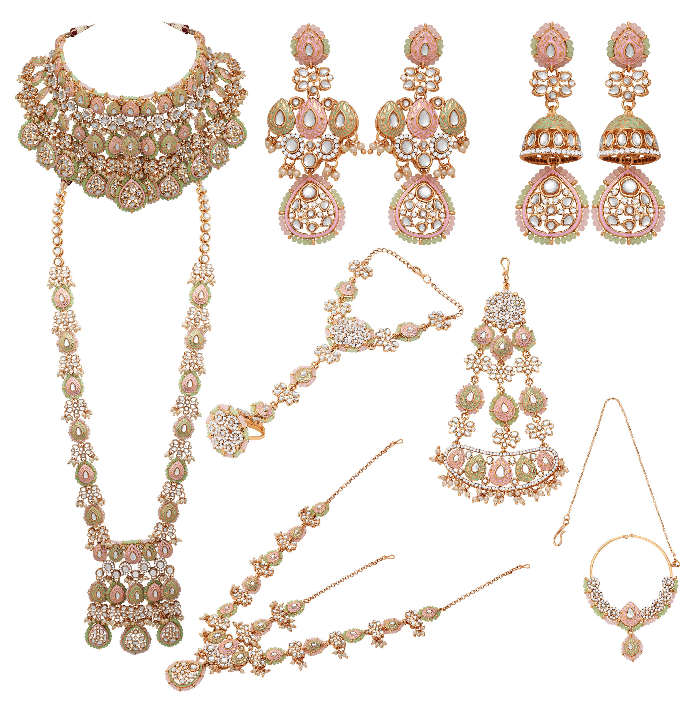 Petal Perfection Kundan Gold plated Wedding Look Dulhan bridal Set.