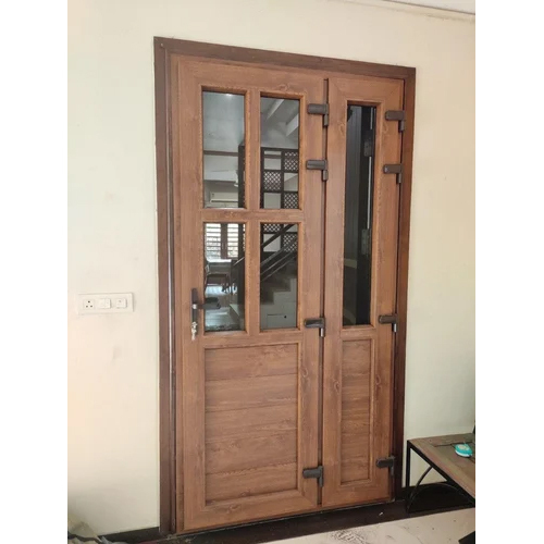 Brown UPVC Glass Casement Door
