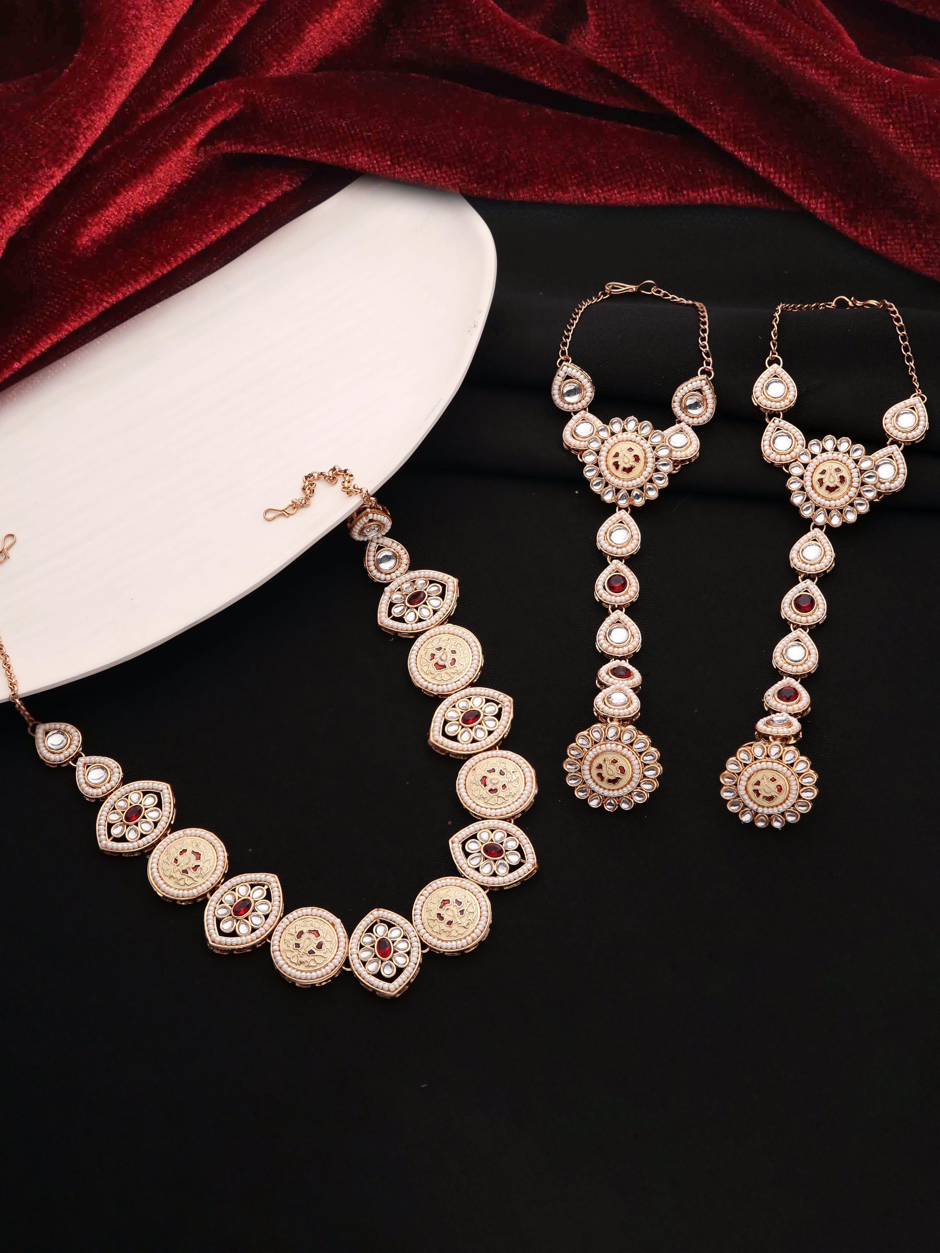 Regal Chandbali Kundan Pearl Wedding Collection Dulhan Bridal Set .