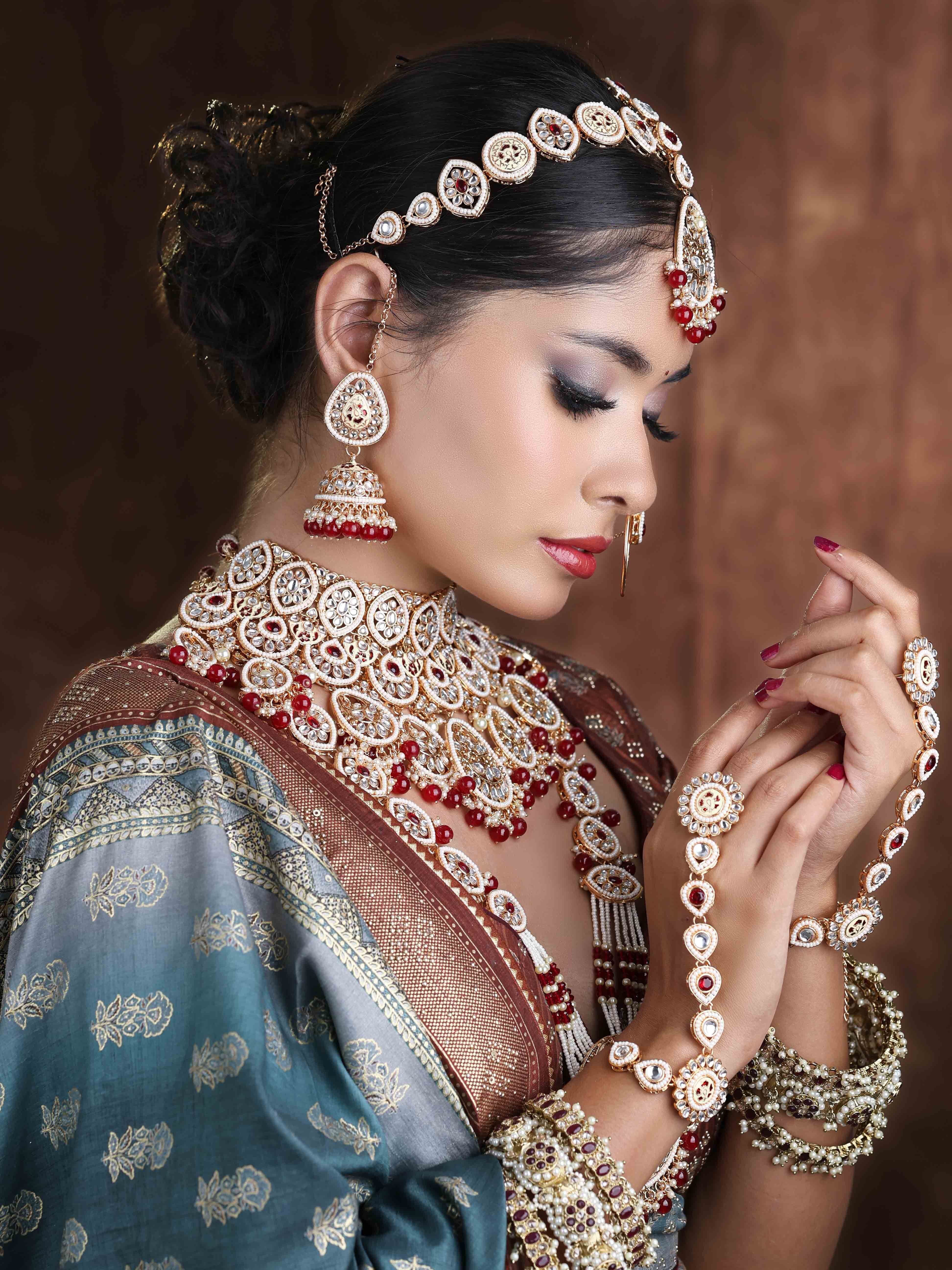 Regal Chandbali Kundan Pearl Wedding Collection Dulhan Bridal Set .