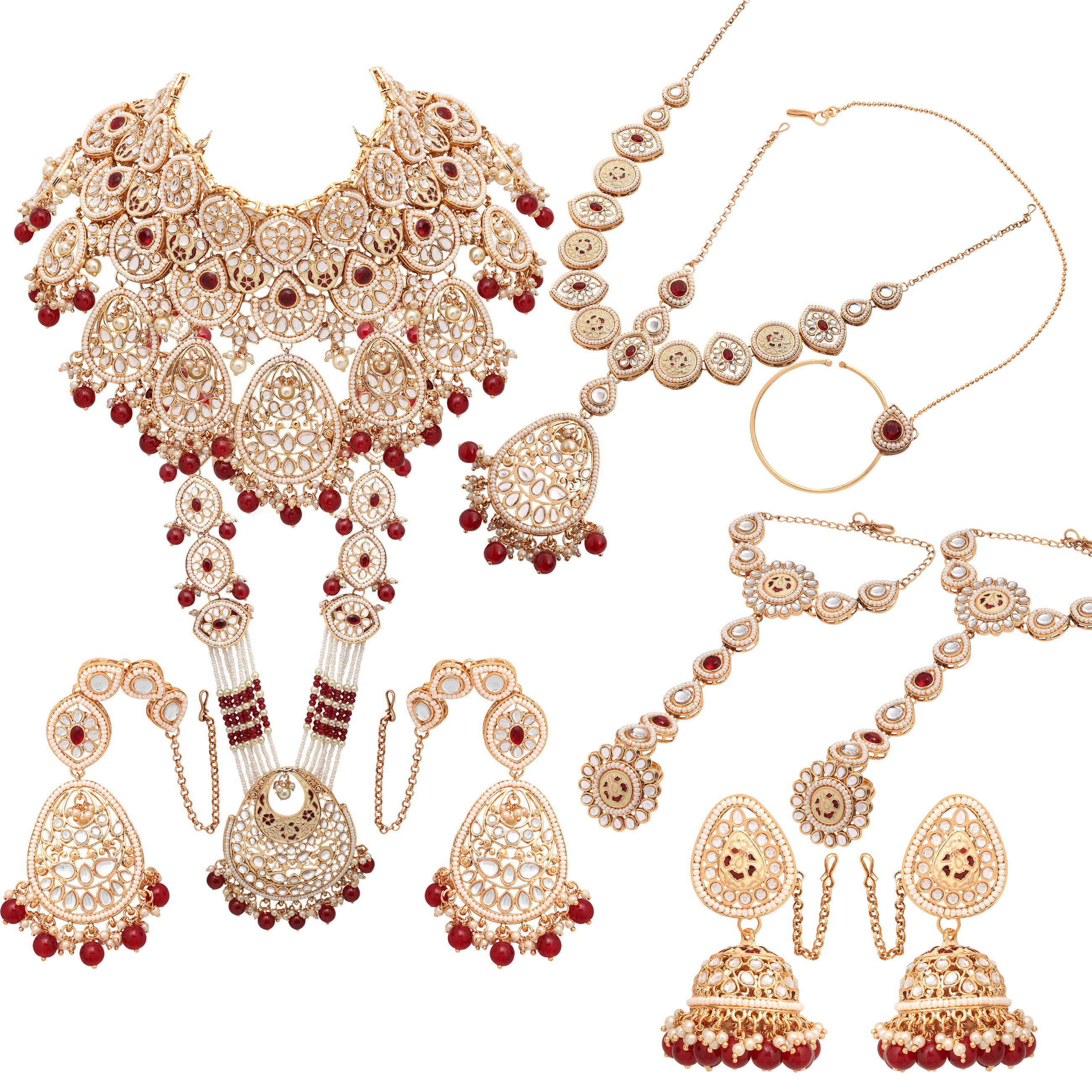 Regal Chandbali Kundan Pearl Wedding Collection Dulhan Bridal Set .