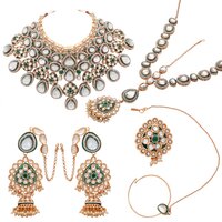 Dazzling Divinity kundan Semi Bridal Rose gold plated Jewellery Set.