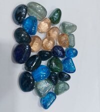 Crystalline Glossy Glass Cashew stone round Shaped polished glass Beads In Bulk for Landscaping and Fire Pits