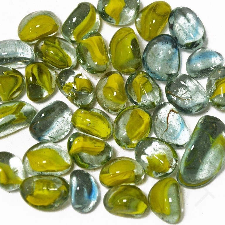 Crystalline Glossy Glass Cashew round Shaped polished glass Beads In Bulk for Landscaping and Fire Pits