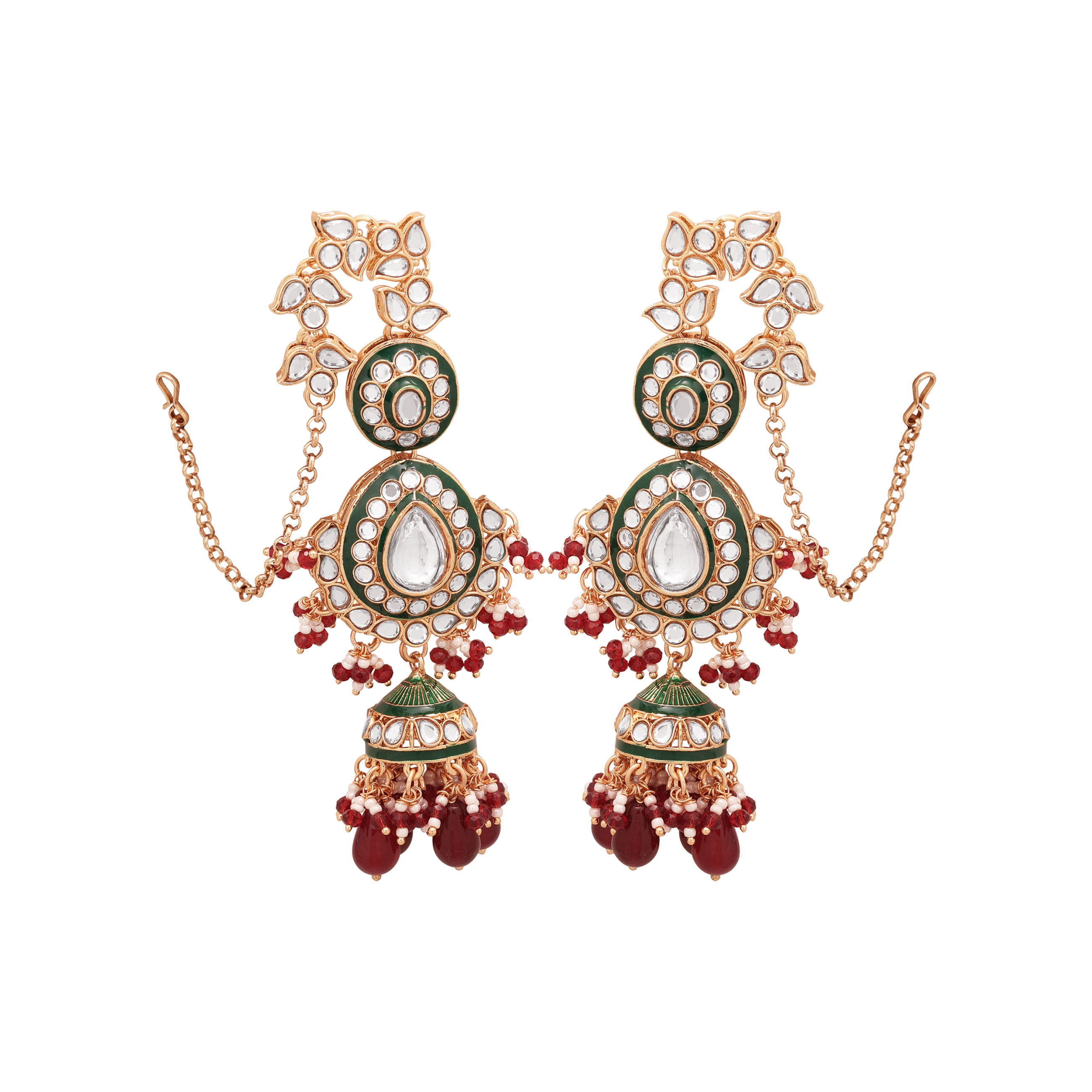 Kundan Luster Ensemble Semi Bridal Wedding Collection Dulhan Set.