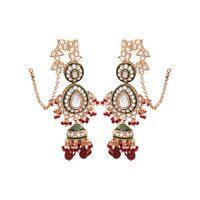 Kundan Luster Ensemble Semi Bridal Wedding Collection Dulhan Set.