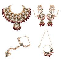 Kundan Luster Ensemble Semi Bridal Wedding Collection Dulhan Set.