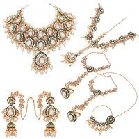 Kundan Luster Ensemble Semi Bridal Wedding Collection Dulhan Set..