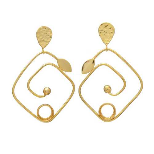 woman gold plated dangle earring set latest design