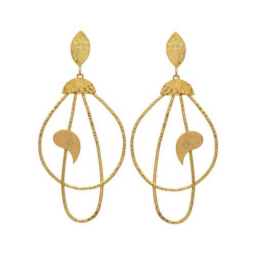 Unique gold plated dangle earring set latest design