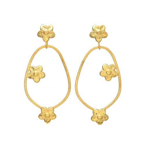 Flower drop earring set, gold plated earring