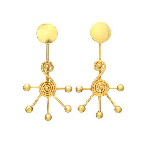 antique handmade gold plated earring sete