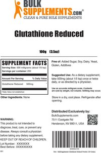 BulkSupplements.com Glutathione Reduced Powder 100 gram