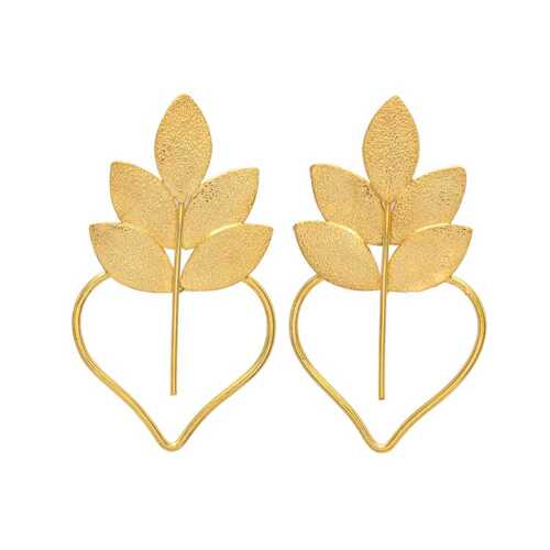 Modern leaf earring set, gold plated