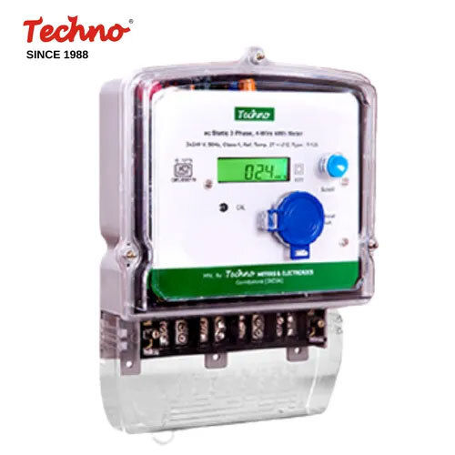 White Three Phase Import Export Net Kwh Meter