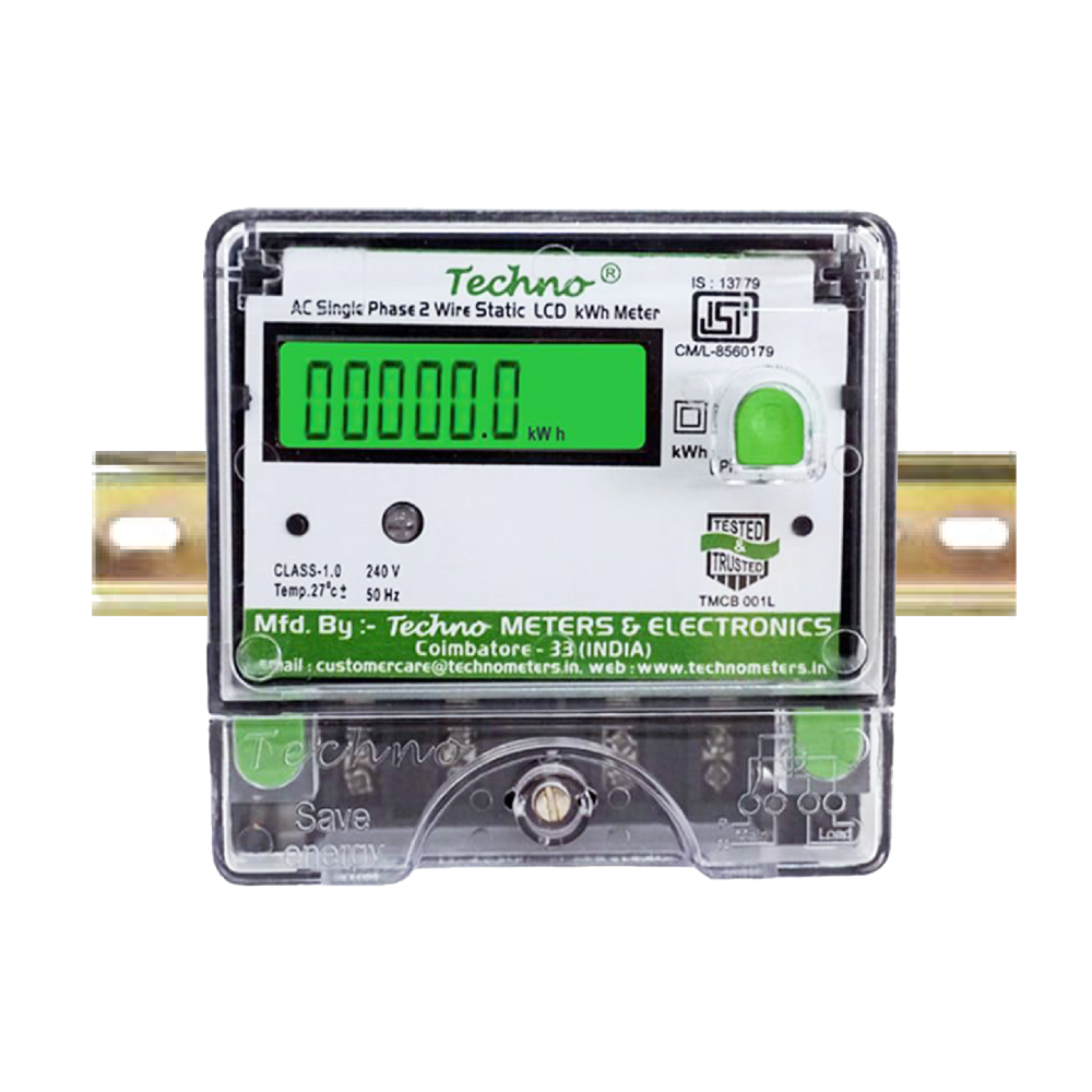 Black Single Phase Din Rail Mount Energy Meter