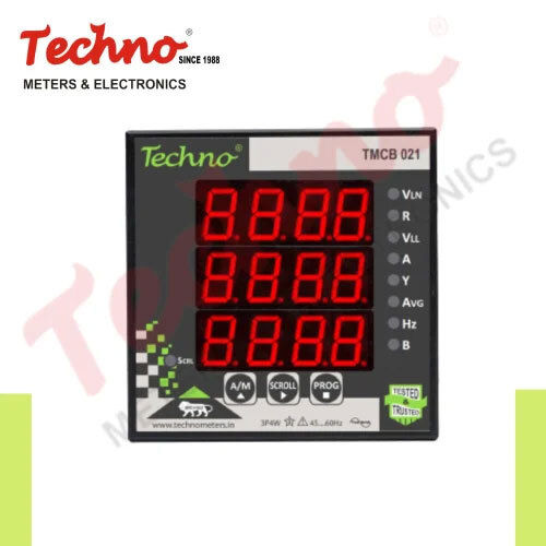 Black Three Phase Panel Volt-Amps-Frequency Meter