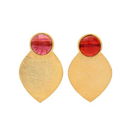 Garnet hydro gold plated stud earring set