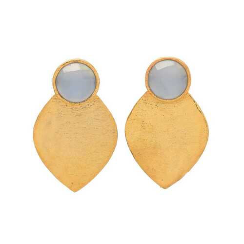 lavender chalcedony gold plated stud earrings