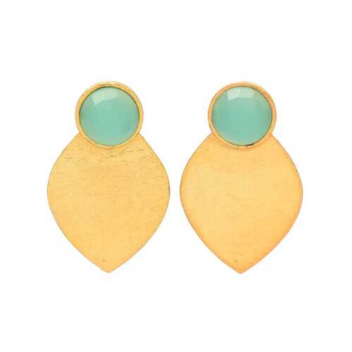 Aqua Chalcedony gold plated stud earrings