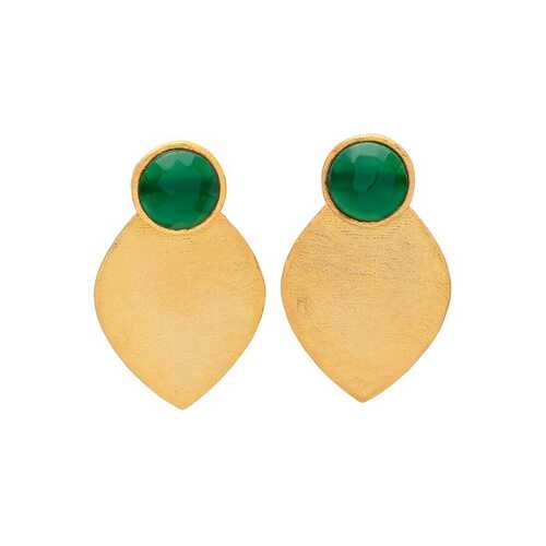 Emerald hydro gold plated stud earrings