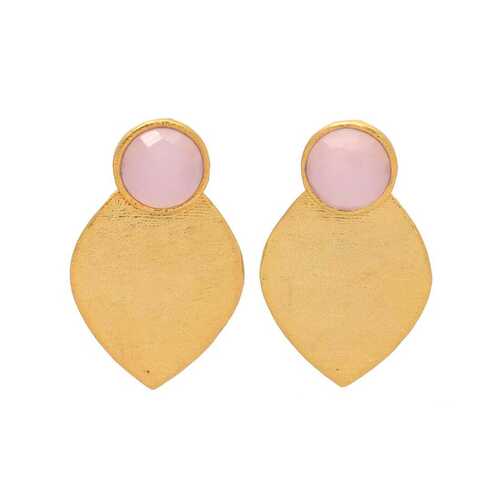 Pink Hydro gemstone gold plated stud earrings